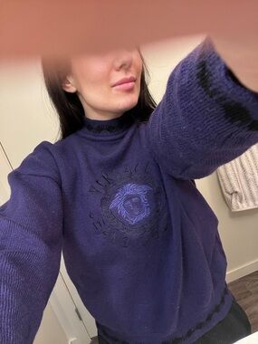 Authentic Versace Y2K Vintage Merino Wool Crewneck Sweater in Deep Purple